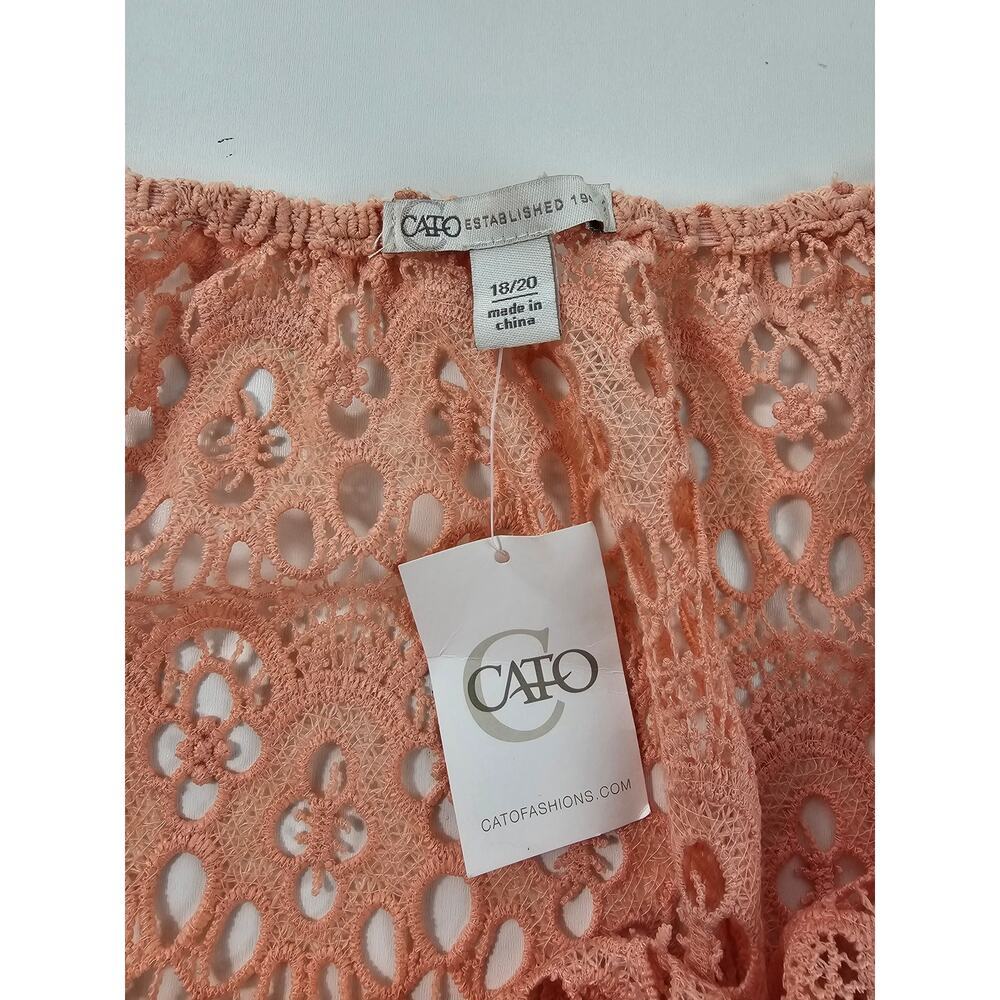 Nwt cato plus size 18 / 20 pink open lace tunic see through layering teacher top - Picture 5 of 9